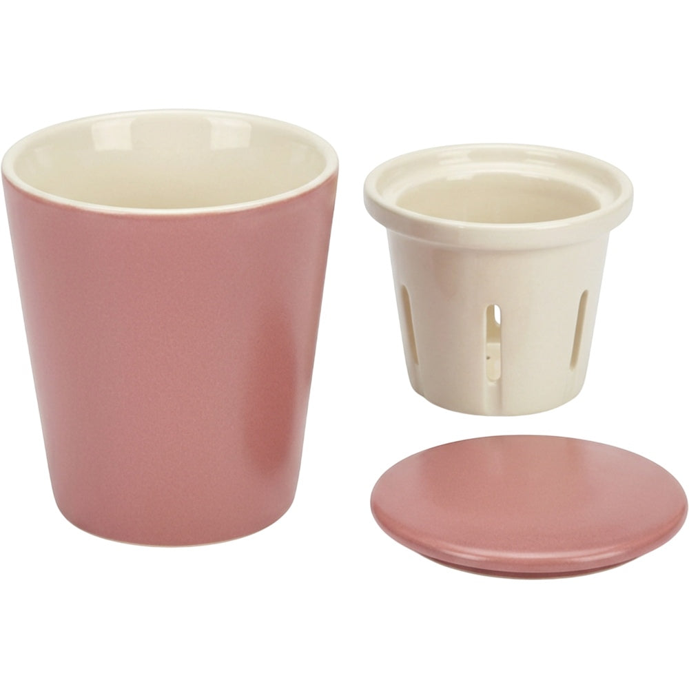 Korzy 15 oz Tapered Ceramic Tea Cup with Ceramic Infuser and Lid Dusty Rose - Product view